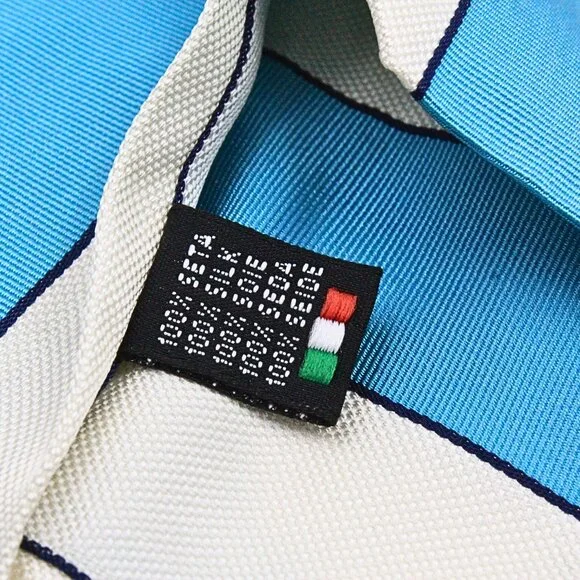 Authentic Angelo Galasso Turquoise Beige Stripes Italy 100% Silk Tie